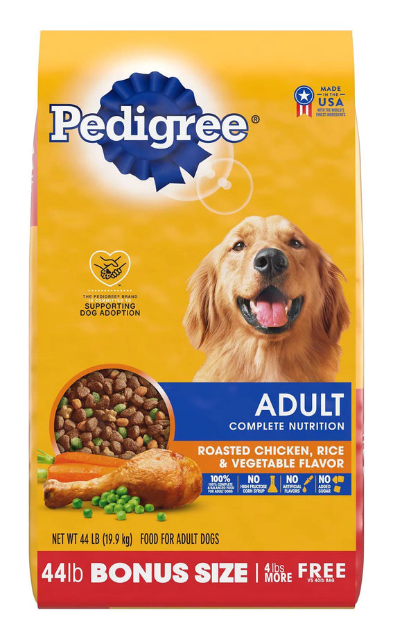 Pedigree Roasted Chicken Rice & Vegetable Flavor Adult Dry Dog Food - 44 lb. Bag