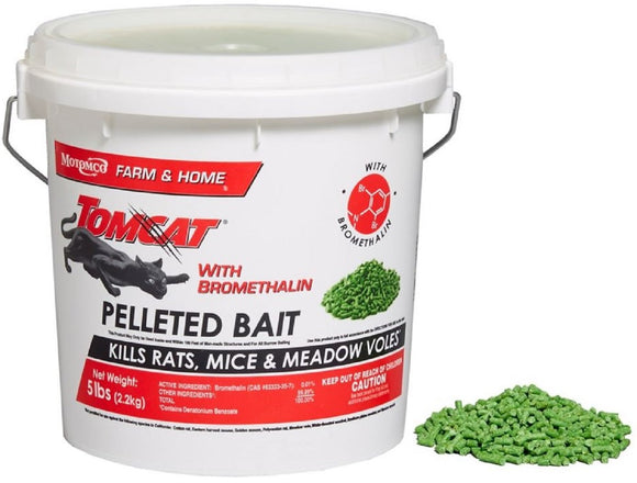 Tomcat 22045 Indoor & Outdoor Rodent Killer Pellets with Bromethalin 5lb Pellets