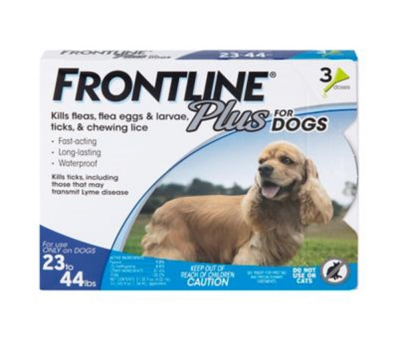 Frontline Plus Fleas & Ticks Topical Treatment for Dogs 23 lb to 44 lb - 3 Doses