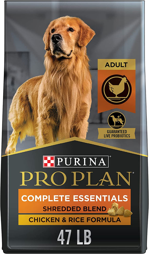 Purina Pro Plan 38100-17766 Adult Chicken and Rice Formula Dry Dog Food 47lb Bag
