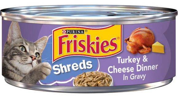 Friskies Savory Adult Turkey and Cheese Shreds Wet Cat Food, 5.5 oz. - 1 Can
