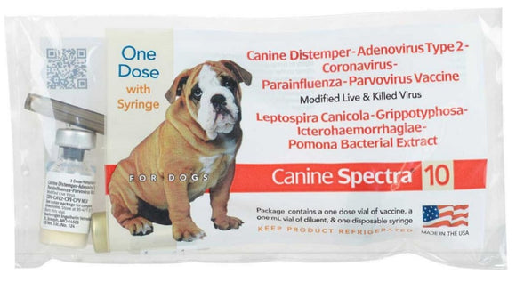 Durvet 52033 Canine Spectra 10 Dog Vaccine 1 Dose with Syringe