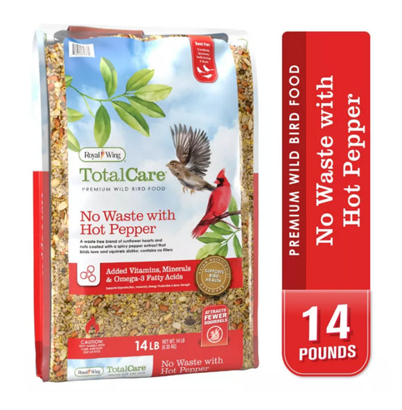 Royal Wing 15031 Total Care No Waste Wild Bird Food with Hot Pepper, 14 lb.