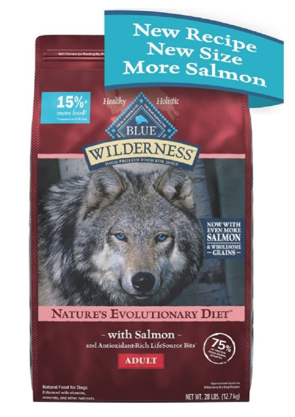 Blue Buffalo Wilderness Adult Dry Dog Food plus Wholesome Grains, Salmon 28 lb.
