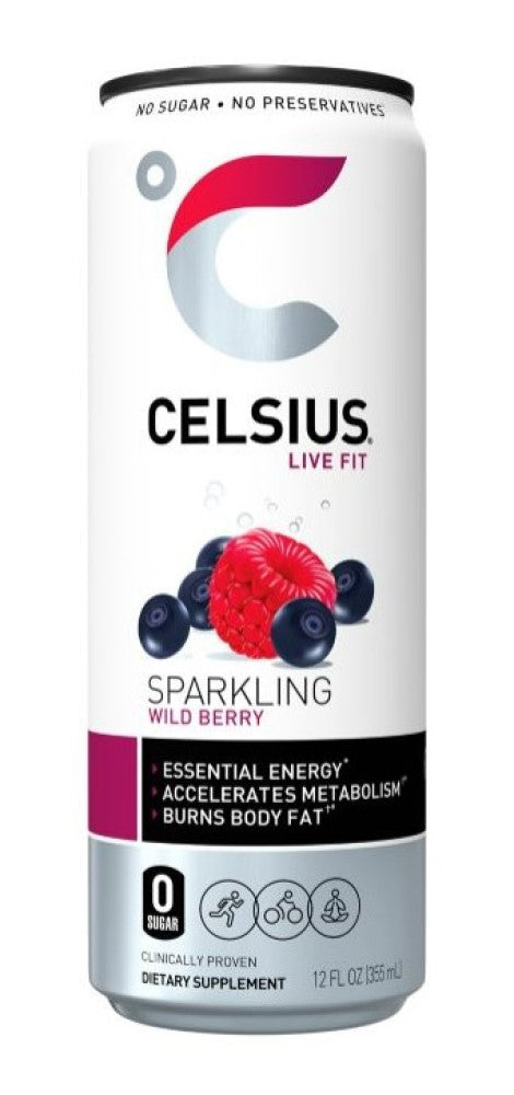 Celsius Live Fit Sparkling Wild Berry Essential Energy Drink 12oz., 1 Single Can