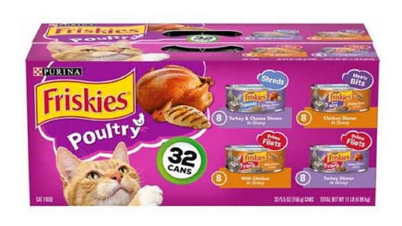 Friskies 5000045424 Poultry in Gravy 32 Cans Variety Pack 5.5 oz. Wet Cat Food