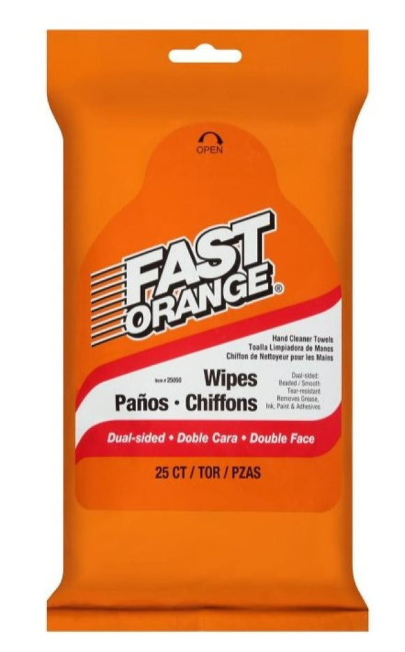 Permatex 25050 Fast Orange Hand Cleaner Wipe 25 Count