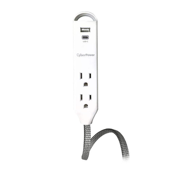 CyberPower GC306UCHD 3-Outlet Surge Protector 2-USB 2.4Amp 400 Joules Braid Cord