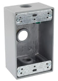 Commercial Electric WSB350G 1/2" 1-Gang 3-Holes Weatherproof Box Gray Metallic