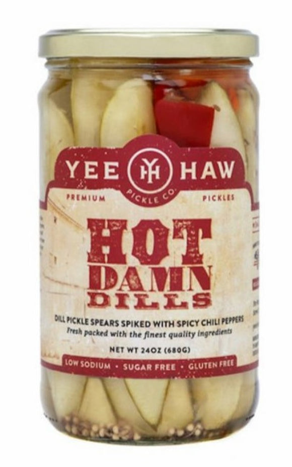 YeeHaw Pickle Company 401 Hot Damn Dills Spicy Pickle Spears 24oz., 1 Single Jar