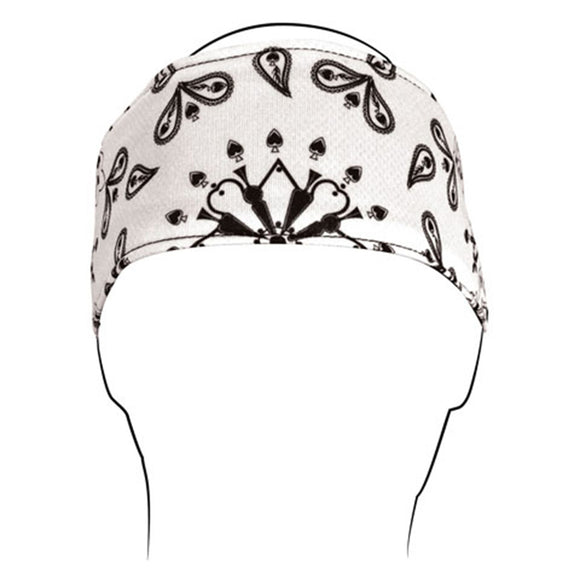 Balboa HB009 Polyester Headband - White Paisley