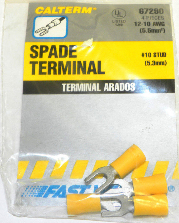 Calterm 67290 #10 (5.3mm) Stud Spade Terminal PKG Of 4 Pcs
