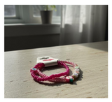 Handmade Pink Duo Beaded Bracelet, Teen Jewelry, Novelty Bracelet, Boho-chic