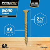 Hillman 48599 Power Pro Premium Exterior Bronze Wood Screws #9 x 2-1/2" 88-Pcs