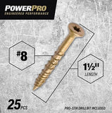 Hillman 116788 Power Pro One Bronze Multi-Material Screws #8 x 1-1/2", 25 Pack
