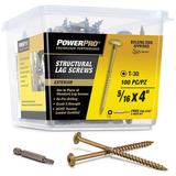 Hillman 47877 Power Pro Star Drive Construction Lag Screws 5/16"x 4", 100-Pack