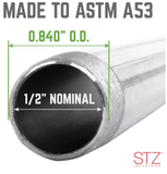STZ 306 12X18 Nipple Black 1/2 x 18, 306 12X18