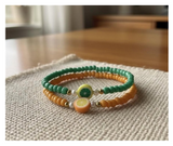 Handmade Orange and Teal Green Beaded Bracelets with Citrus Fruit Slice Charm. Teen Jewelry, Novelty Bracelet
