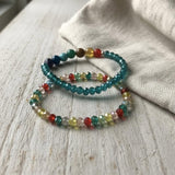 Handmade 2-Piece Multicolor Beaded Bracelet Set with Turquoise, Blue, Green, Red & Yellow Beads – Gift Jewelry, Boho Chic Style
