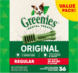 Greenies Original 10229571 Dental Care Oral Chews Regular Dog Treats, 36-Pack