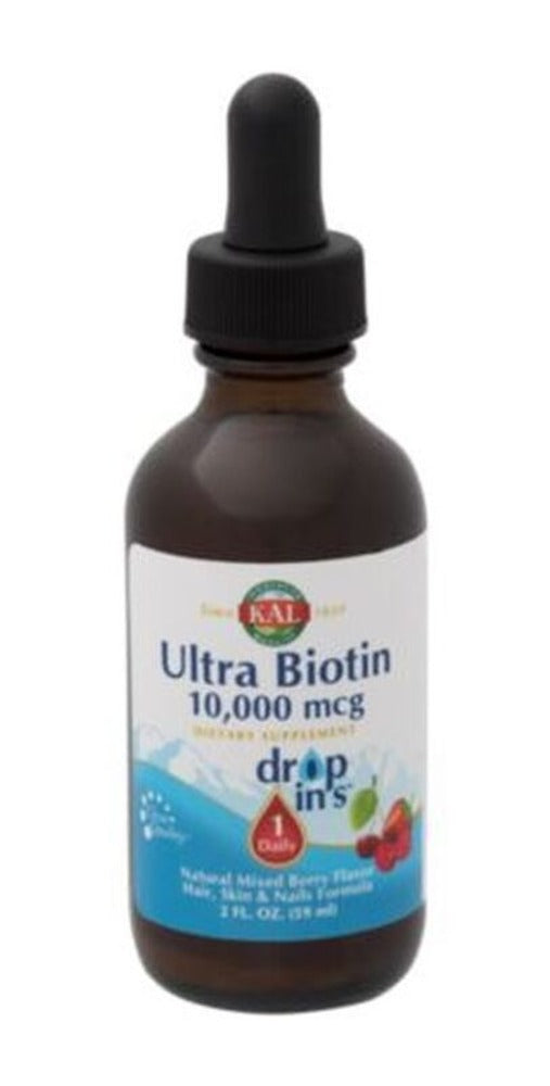Ultra Biotin for Hair, Skin & Nails - Mixed Berry Flavor - 10,000MCG (2 Fl Oz)