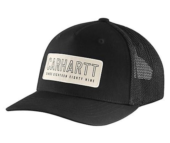 Carhartt 106130-N04 Men's Rugged Flex Canvas 1889 Patch Trucker Hat Black