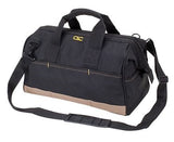 CLC 1165 16" Heavy Duty Polyester BigMouth Black Tote Bag with 22 Pocket, Large