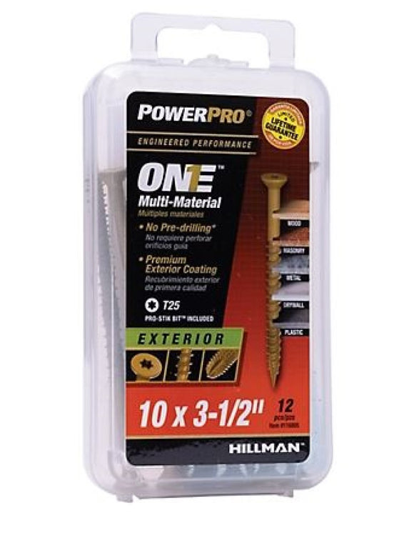 Hillman 116805 Power Pro One Bronze Multi-Material Screws #10 x 3-1/2