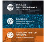 Ridgecut RC83039-L Men's Cordura Gel Impact Polyester Work Gloves, 1-Pair, Large