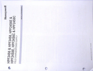 Honeywell HPF24S6 Hpf24S8 Hpf24S6E Hpf24S8E Hpf24S8E Hpf24S6C Hpf24S8C Manual