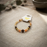 Handmade Natural Gemstone Beaded Bracelet with Gold Accents Warm Earth Tone Jewelry Boho Style One Size