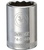 DeWALT DWMT74586OSP Chrome SAE 12-Point Standard Socket 1/2 in. Drive 3/4 in. L.