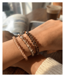 Handmade Deep Brown, Rosy Pink, Shimmering Taupe Beaded Bracelet, Sweet & Shimmering Stack Jewelry