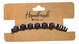 Handmade Heishi Bracelet – Amethyst-Style Violet Plum & White Shell Disc & Round Beads – Boho Style