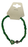 Green Beaded Initial Bracelet Z with Star Charm, Meaningful Growth & Hope Jewelry, Personalized Cute Stretch Gift for Her Y2K