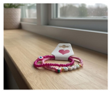 Handmade Pink Duo Beaded Bracelet, Teen Jewelry, Novelty Bracelet, Boho-chic