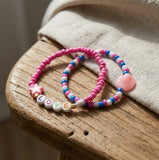 Handmade Love & Shell Beaded Friendship Bracelet Set (2 pcs) – Pink Star, Pastel Shell Charm & Letter Beads “LOVE,” Playful Jewelry Gift for Kids/Teens