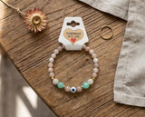 Handmade Gemstone Beaded Bracelet Crystal Rose Quartz Boho Style Minimalist