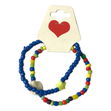 Handmade Rainbow Beaded Bracelet Set, Star & Clam Accents, Playful Boho Jewelry