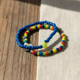 Handmade Rainbow Beaded Bracelet Set, Star & Clam Accents, Playful Boho Jewelry