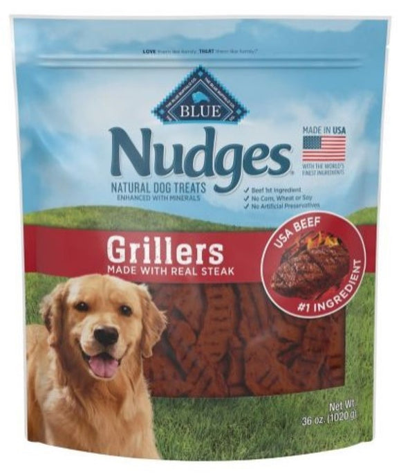 BLUE Nudges 804298 Grillers Natural Dog Treats, Steak, 36 oz. Bag