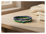 Handmade Indigo and Emerald Green Beaded Bracelets with Candy-like Charm, Teen Jewelry, Novelty Bracelet, Boho-chic