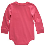 Carhartt CA5002-P391-LM Girls' Long-Sleeve Pocket Bodysuit, Pink, 18M