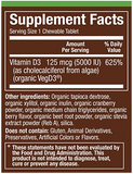 Organic VitaminD3 - 125 MCG (5,000 IU) Whole Food Vitamin - Mixed Berry -30 Tabs