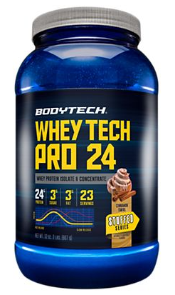 Whey Tech Pro 24 - Whey Protein Isolate & Concentrate Powder- Cinnamon (23 Srvs)