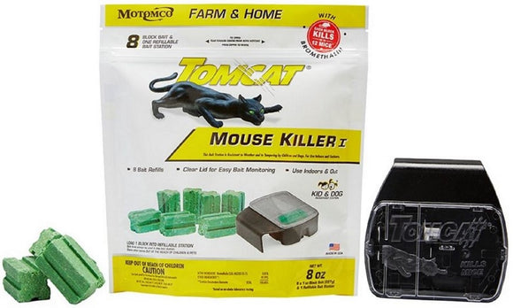 Tomcat 22778 Refillable Kid & Dog Resistant Mouse Bait Station 8 Pack