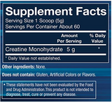 100% Pure Creatine Monohydrate Powder “ Unflavored (10.58 oz./60 Servings)
