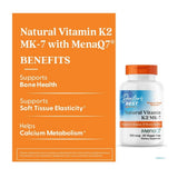 Natural Vitamin K2 MK-7 with MenaQ7 - Supports Bone Health - 100mcg, 60 Capsules