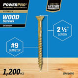 Hillman 967793 Power Pro Premium Exterior Wood Screws #9 x 2-1/2", 1200-Pack