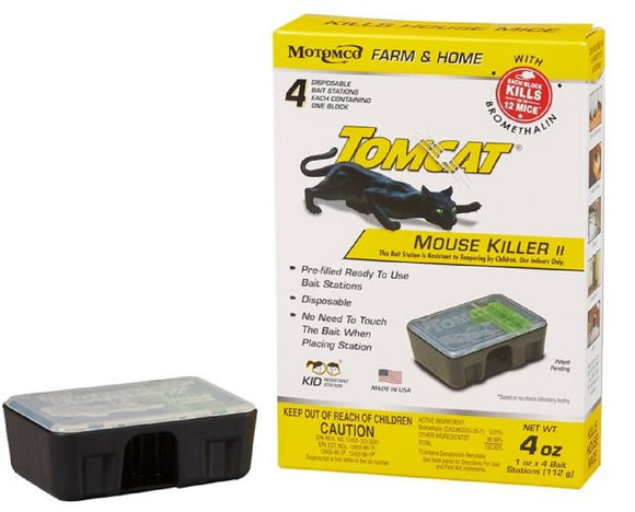 Tomcat 23640 Mouse Killer Disposable Kid-Resistant Mouse Bait Stations 4 Pack